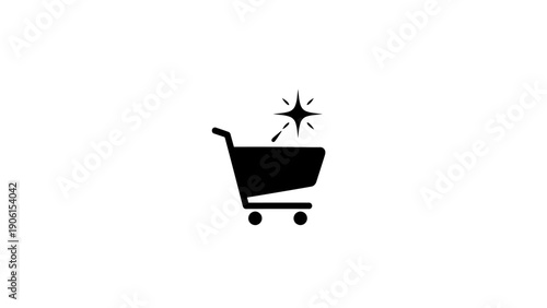 Black shopping cart with star.
