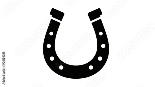 Black metal horseshoe with holes.