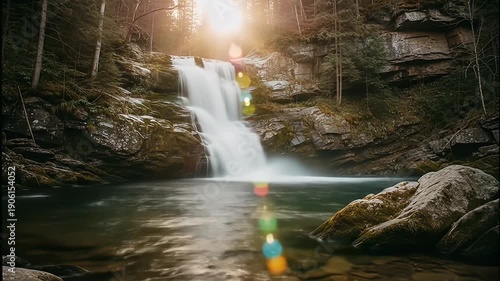 Serene Waterfall in Lush Forest - A Natures Paradise.