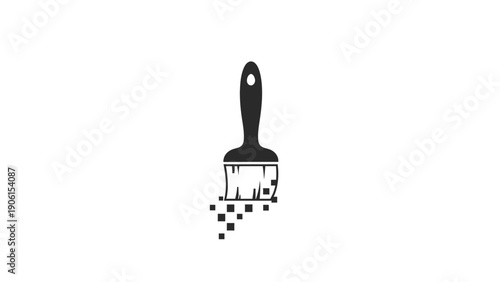 Black paint brush with bristles.