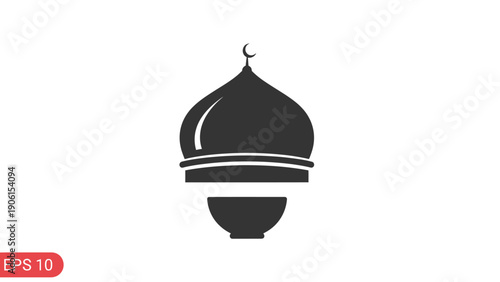 Black Mosque Dome Icon Isolated.