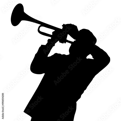 silhouette of a person playing a trumpet