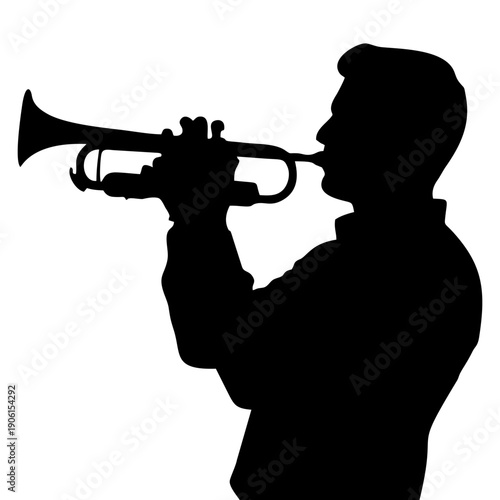 silhouette of a person playing a trumpet