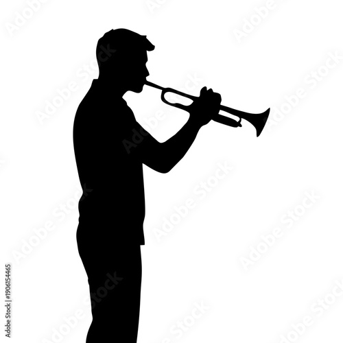 silhouette of a person playing a trumpet