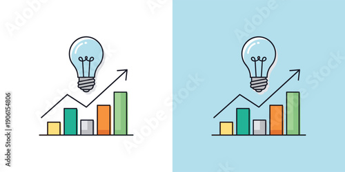 Conceptual Icon Set Representing Business Idea Generation, Growth, and Success Through Strategic Innovation