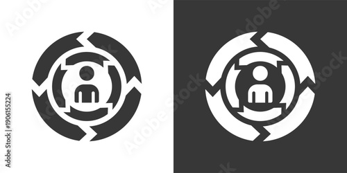 Adaptability Icon Set In Black And White Glyph Vector Illustration