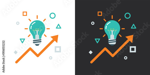 Digital education platform concept on a laptop screen, showcasing a bright idea lightbulb and graduation cap for online learning and skill development