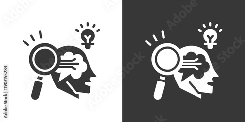Analytical Thinking Icon Set In Black And White Glyph Vector Illustration