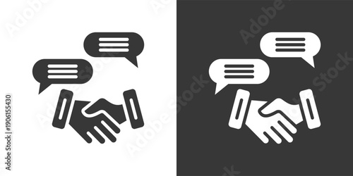 Conflict Resolution Icon Set In Black And White Glyph Vector Illustration