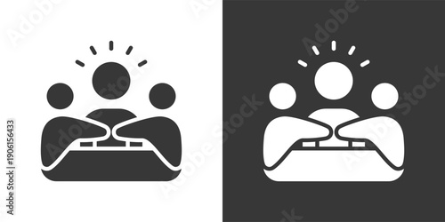 Teamwork Icon Set In Black And White Glyph Vector Illustration