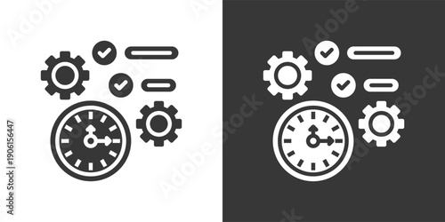 Time Management Icon Set In Black And White Glyph Vector Illustration