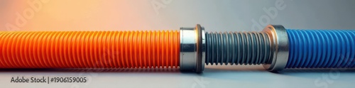 Flexible corrugated ventilation pipe, isolated , industrial, spiral