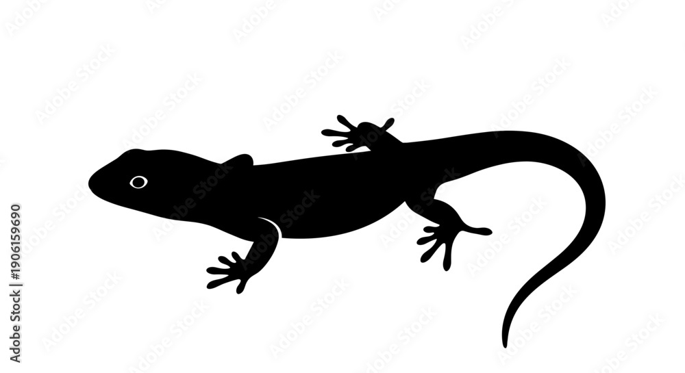 Obraz premium Black Lizard Silhouette Profile View Animal.