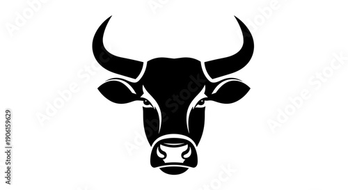 Black Cow Head Silhouette Graphic Illustration 1.