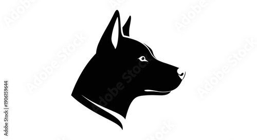 Black Dog Silhouette Profile Head Illustration.