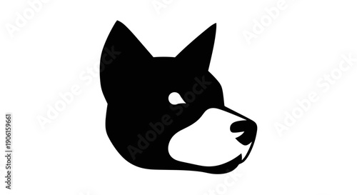 Black Dog Head Silhouette Profile View.