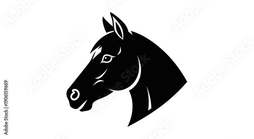 Black Horse Head Silhouette Illustration.