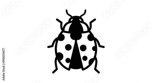 Black Ladybug Silhouette with Spots Visible.
