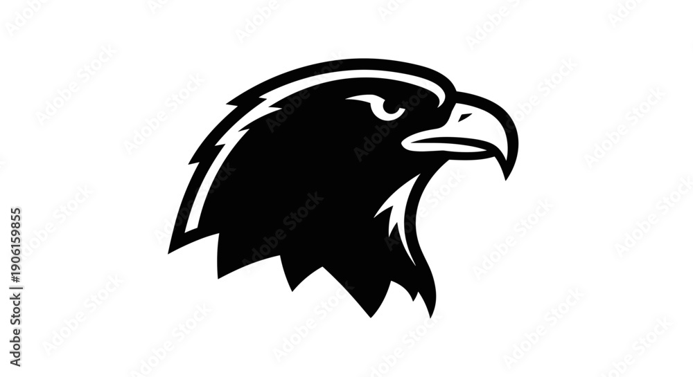 Fototapeta premium Black Silhouette of Eagle Head Profile.