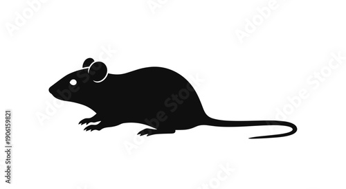 Black Silhouette of a Mouse Profile.