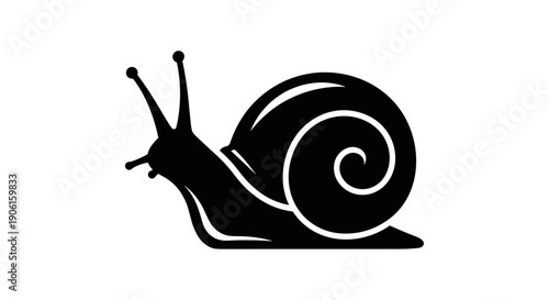 Black Silhouette of a Snail.