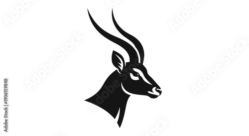 Black Silhouette of Antelope Head with Horns.