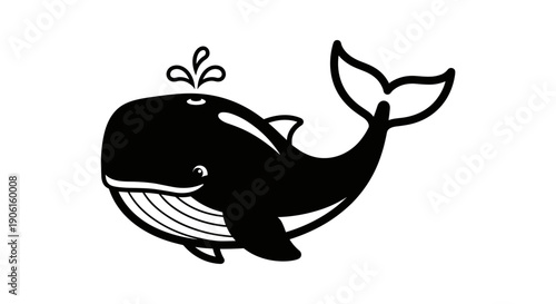 Black Whale Illustration Simple Design.