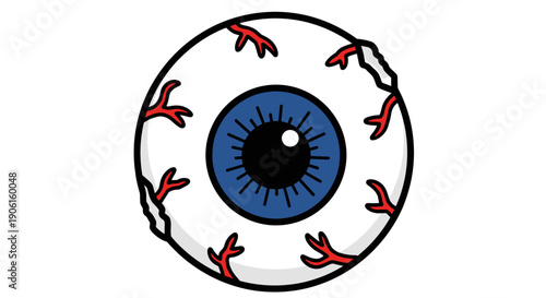 Blue Eye with Red Blood Vessels.