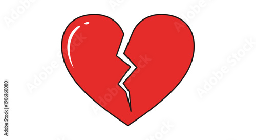 Broken Heart Illustration with Crack.