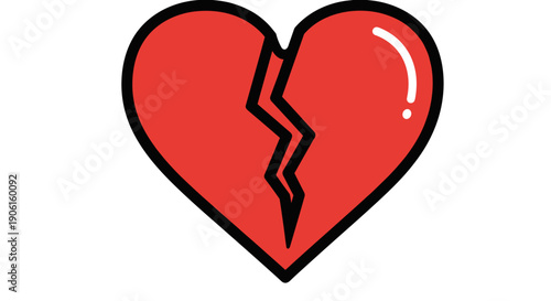 Broken Heart Illustration with Crack 1.