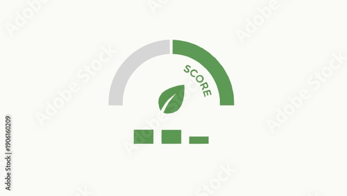 Green score gauge with leaf icon.