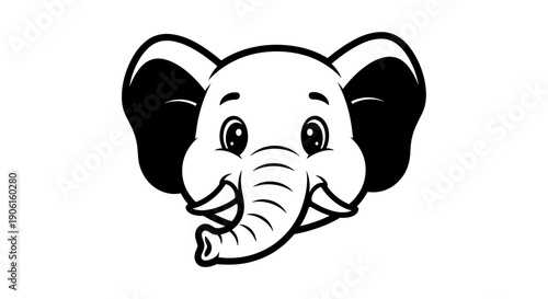 Cartoon Elephant Head with Large Ears 2.