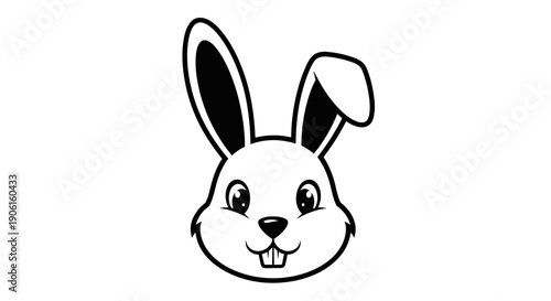Cartoon Rabbit Face with Long Ears.