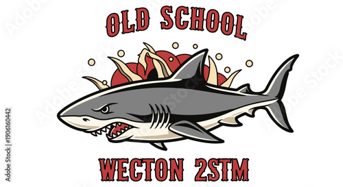 Cartoon Shark Illustration with Open Mouth.