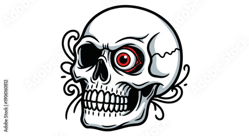 Detailed Illustration of Human Skull Design.