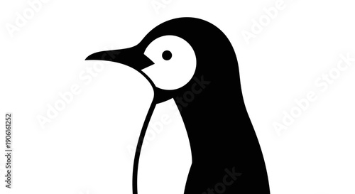 Penguin Silhouette Profile View Illustration.