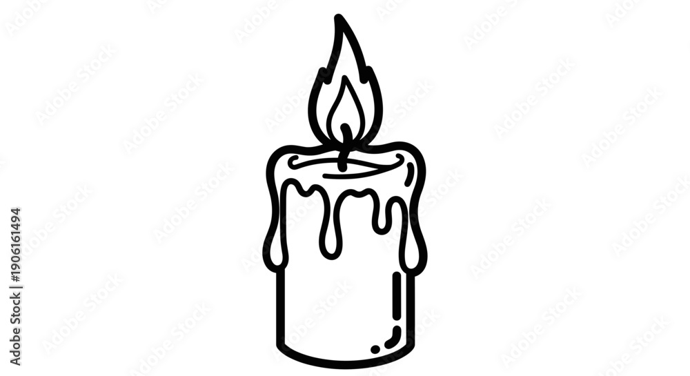 Obraz premium Simple Black and White Candle Illustration.