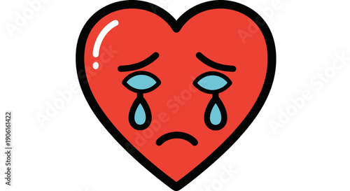 Sad Heart Emoji with Tears and Frown.