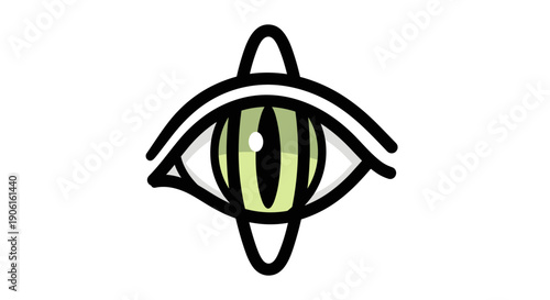 Simple Black and Green Eye Illustration.