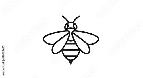 Simple Black and White Bee Illustration.