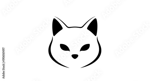 Simple black and white cat face illustration 1.