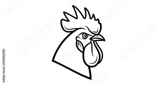 Simple Line Drawing of Rooster Head 1.