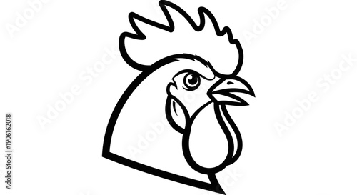 Simple Line Drawing of Rooster Head 2.