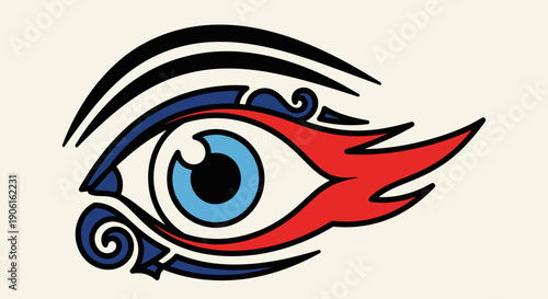 Stylized Human Eye with Swirling Patterns.