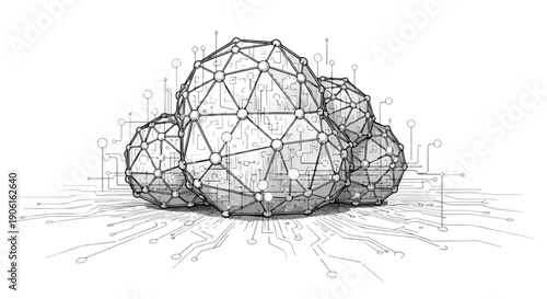 Molecular bond network scientific sketch art