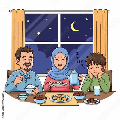 children suhoor in the kitchen