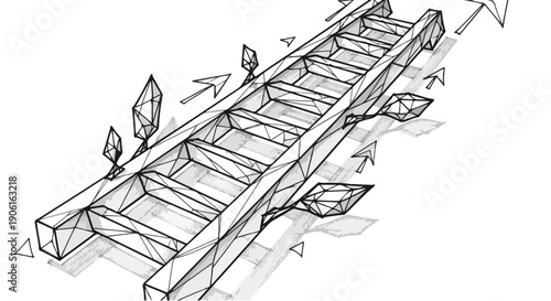 Perspective railway track engineering sketch