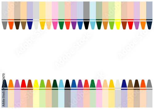 上下クレヨンのカラフルフレーム｜学校・子ども向け背景