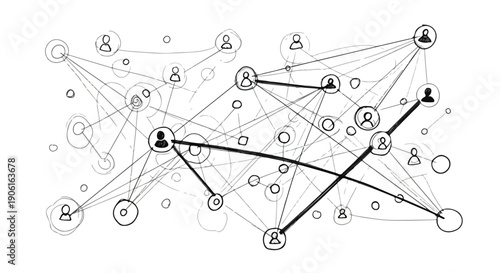 Global communication network technical sketch art