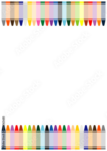 上下クレヨンのカラフルフレーム｜学校・子ども向け背景